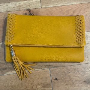 Octavia Palermo Stitch Leather Clutch Mustard
